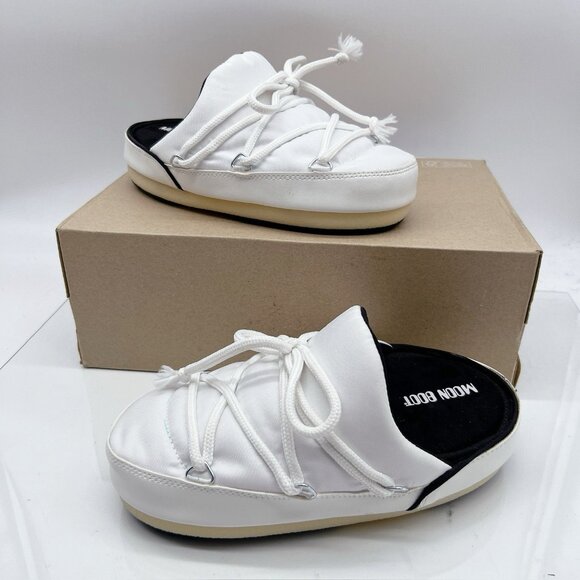 MOON BOOT Full Moon Icon Nylon Mule White EU 39/ 40 Womens US 8/ 8.5 - Picture 2 of 12